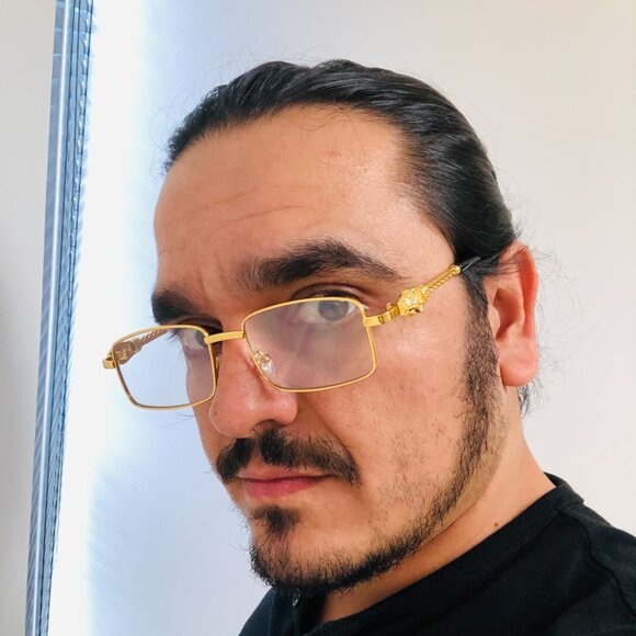 Men Women Sunglasses‎ Clear Lens Rimless Luxury Retro Shades Gold Metal Hip Hop - Picture 2 of 4